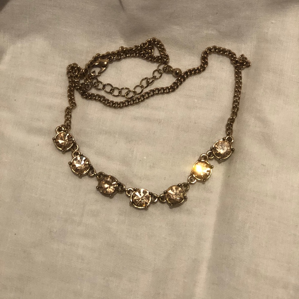 Gold Necklace with Amber Colored Stones